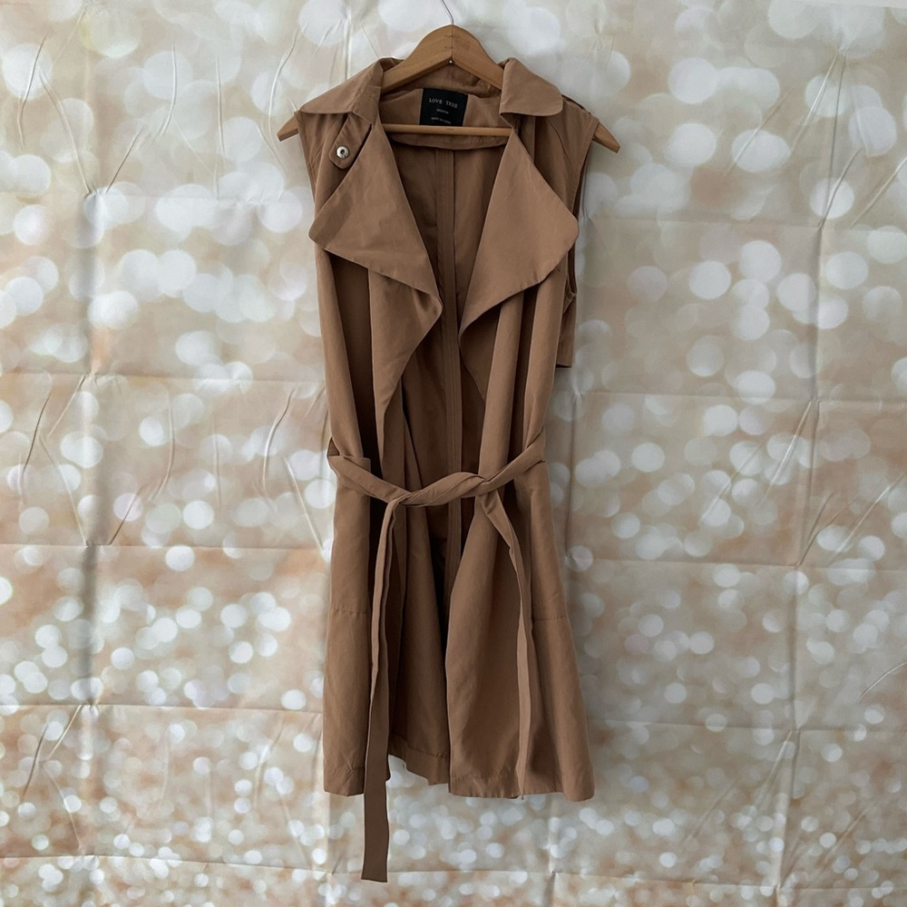 Love Tree Sleeveless Thin Trench Coat - Picture 1 of 8